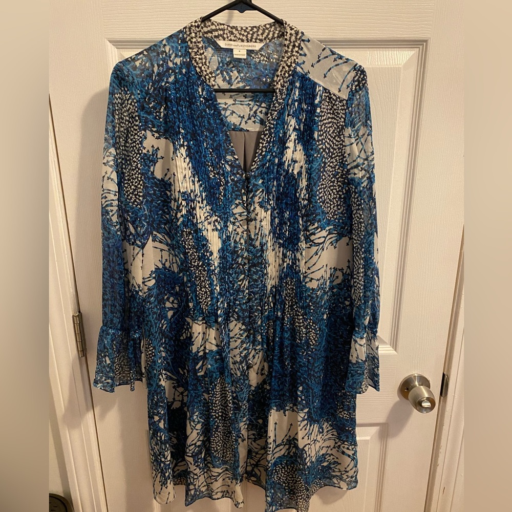 Diane von Furstenberg floral dress with ruffled sleeve detailing